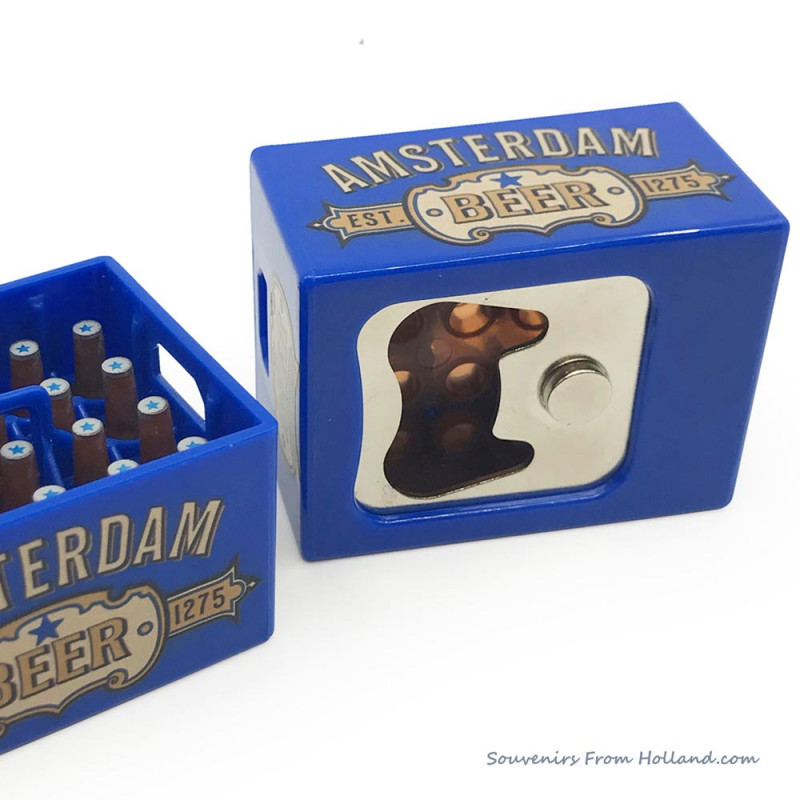 Opener Amsterdam beer crate blue - magnet