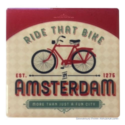 Ride that Bike vintage tegel onderzetter - rood