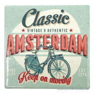 Amsterdam Bikes vintage tegel onderzetter - groen