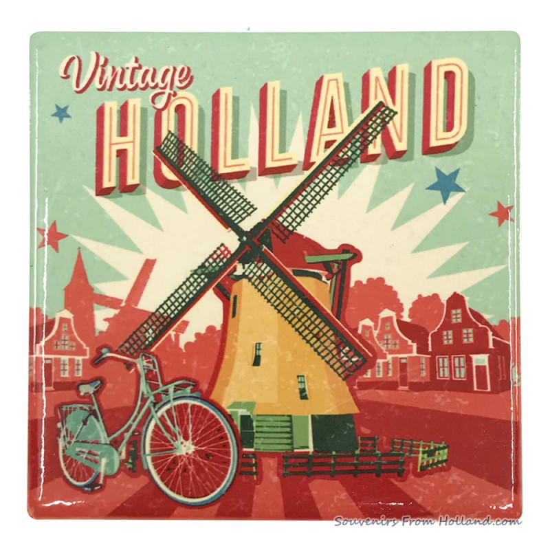 Holland Windmill vintage ceramic coaster