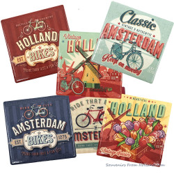 Holland Bikes vintage ceramic coaster - red