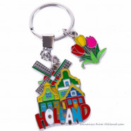 Keychain charms canal houses windmill tulip