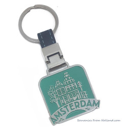 Luxury green metal keychain Amsterdam Canal Houses