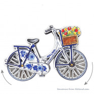 Delft Blue Bicycle with spinning wheels 2D magnet
