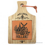 Cheese board wood ceramic tile orange Holland village