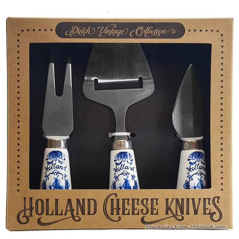 Delft Blue Cheese Slicer and Knives - set of 3
