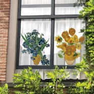 Van Gogh Irises Flat Flower Window Sticker