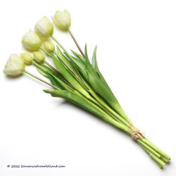 Double Snow white artificial tulips 44cm