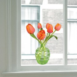 Orange Tulip Flat Flower Window Sticker
