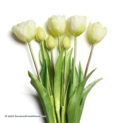 Double Snow white artificial tulips 44cm