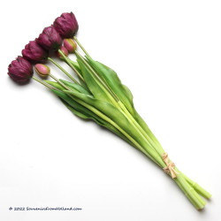 Double Deep Purple artificial tulips 44cm