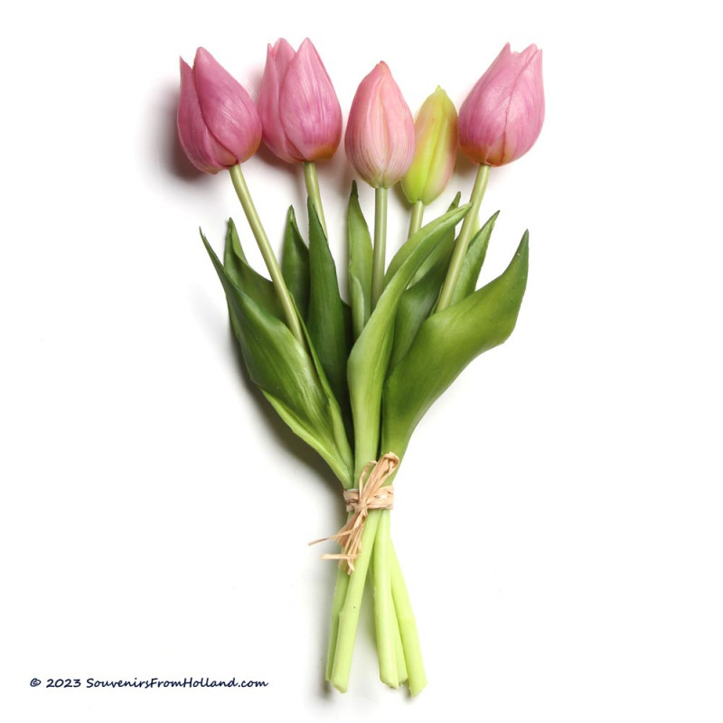 Kleine donker roze kunst tulpen 25cm