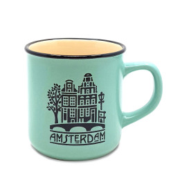 Mintgroene Retro Camp Mug Amsterdamse grachten 200ml