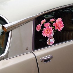 Flat Flower Raamsticker - Roze Dahlia