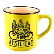 Yellow Retro Camp Mug Amsterdam Bike 350ml