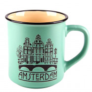 Mintgroene Retro Camp Mug Amsterdam Fiets 350ml