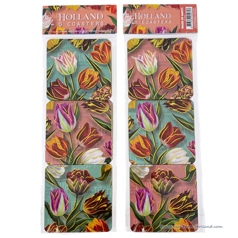 Holland Tulips Cork Coasters - set of 6