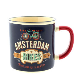 Vintage blauwe Beker Amsterdamse fietsen200ml