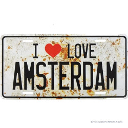 I Love Amsterdam Creme Licence Plate