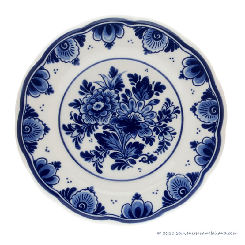Delft Blue Wall Plate Flowers - 14cm