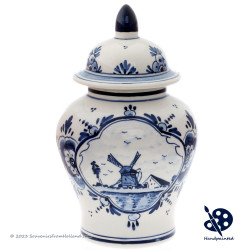 Vase with lid Molen - Handpainted Delft Blue