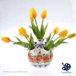 Ronde Tulpenvaas Tulpen Rand - Handgeschilderd Delfts Blauw