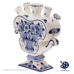 Tulipvase Flat Flower basket 17cm - Handpainted Delftware