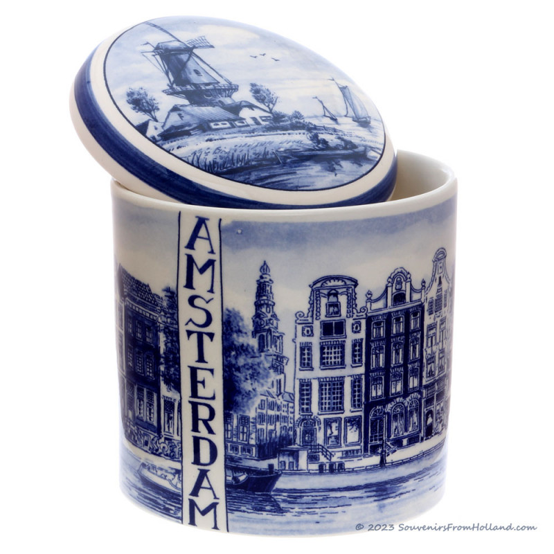 Stroopwafelpot Amsterdam 12,5cm - Delfts Blauw