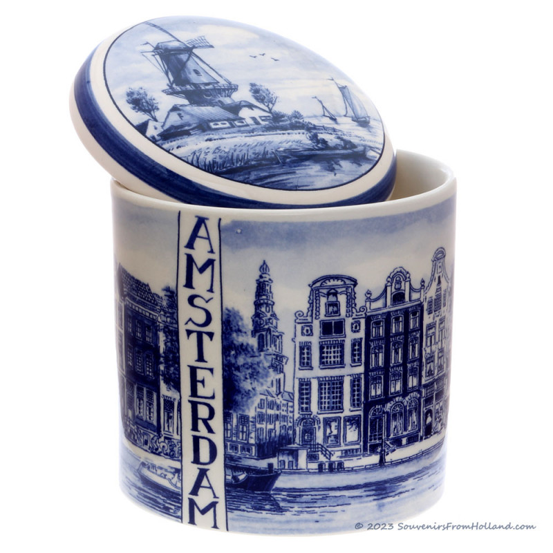 Syrup Waffle Jar Amsterdam 15cm - Delft Blue