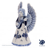 Kerstengel met Mandoline - Handgeschilderd Delfts Blauw