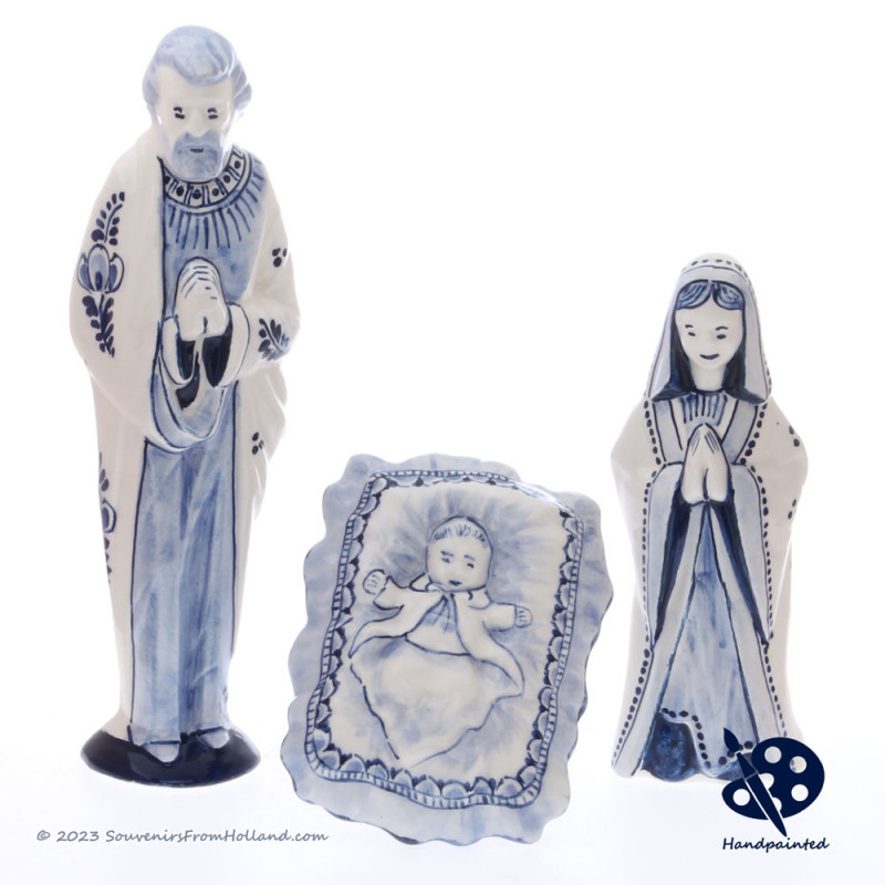 Luxe Figurines Christmas scene Joseph Mary baby Jesus - Handpainted Delftware