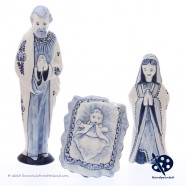 Luxe Kersttafereel Jozef, Maria en kindje Jezus - Handgeschilderd Delfts Blauw