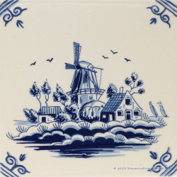 Landscape Windmill A - Delft Blue Tile 13,1x13,1cm