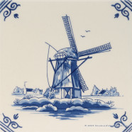Landschap Molen F - Delfts Blauwe Tegel 13,1x13,1cm