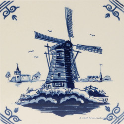 landscape Windmill D - Delft Blue Tile 13,1x13,1cm