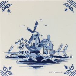 Landscape Windmill B - Delft Blue Tile 13,1x13,1cm