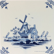 Landschap Molen B - Delfts Blauwe Tegel 13,1x13,1cm