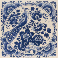Peacock with Flowers - Tile 15x15cm