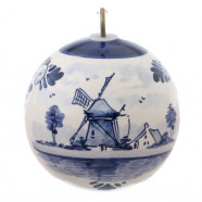 Kerstbal Windmolen A 8cm - Handgeschilderd Delfts Blauw