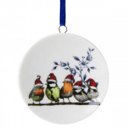 Mini wandbordje Vogels met Kerstmutsjes - Kersthanger
