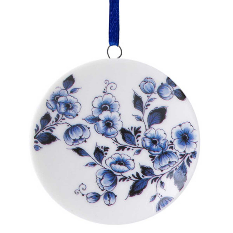 Mini wall plate Delft blue flowers - Christmas Ornament