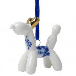 Balloon Dog Ornament Delft Blue with Gold