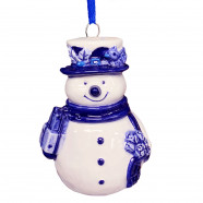 Sneeuwpop Sneeuwman Kersthanger Delfts Blauw