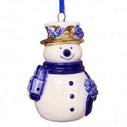 Snowman X-mas Ornament Delft Blue with Gold
