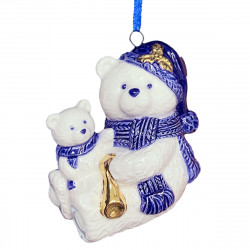 Teddy Beer Kersthanger Delfts Blauw met Goud