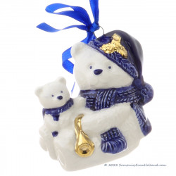 Teddy Bear Ornament Delft Blue with Gold