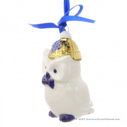Owl X-mas Ornament Delft Blue with Gold