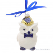 Owl X-mas Ornament Delft Blue with Gold
