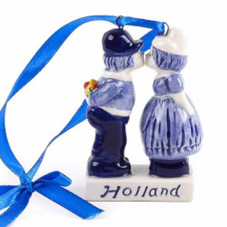 Kussend paar Holland - Kersthanger Delfts Blauw