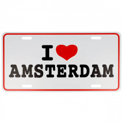 I Love Amsterdam Wit Kentekenplaat